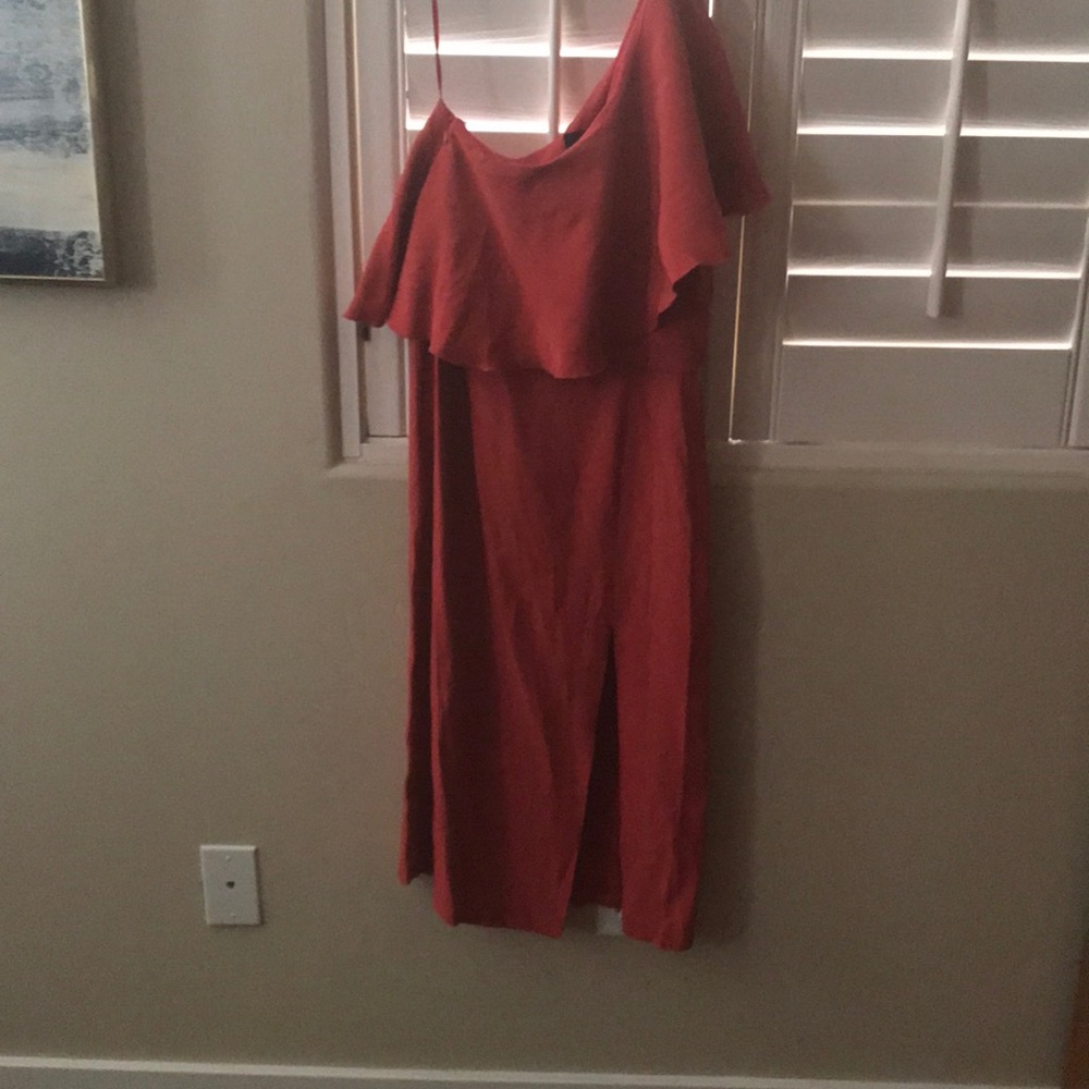 Coral off the shoulder cocktail dress